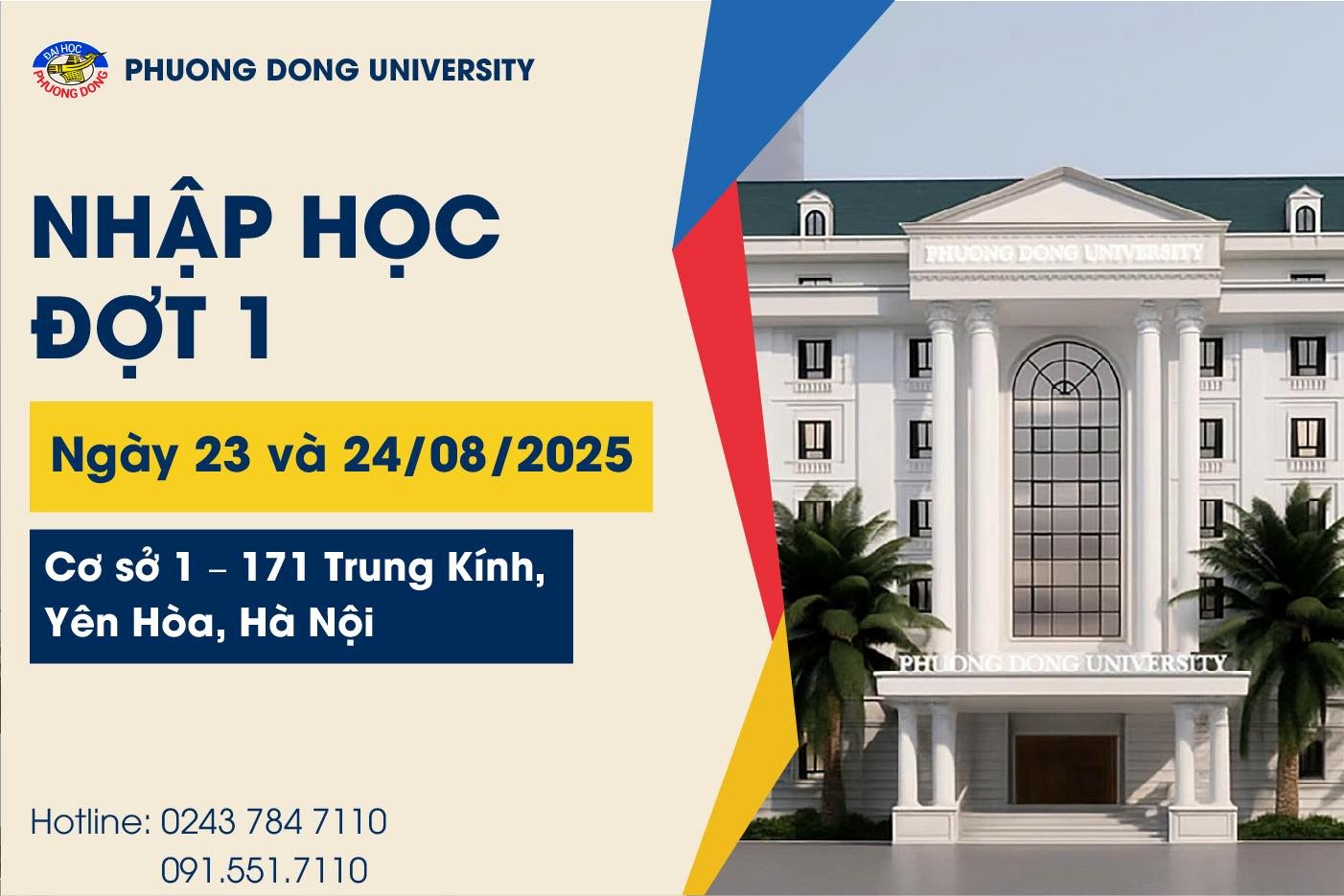 Hướng dẫn thủ tục nhập học cho Tân sinh viên khóa 32 Trường Đại học Phương Đông